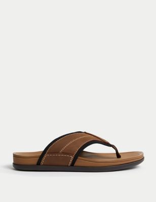 

Mens M&S Collection Airflex™ Leather Flip Flops - Brown, Brown