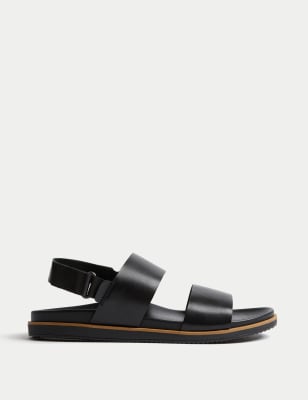 Leather Two Strap Riptape Sandals