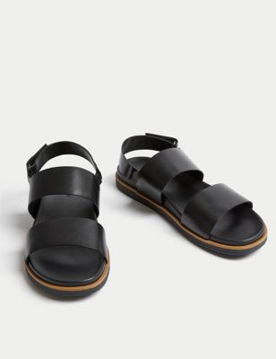 Leather Two Strap Riptape Sandals