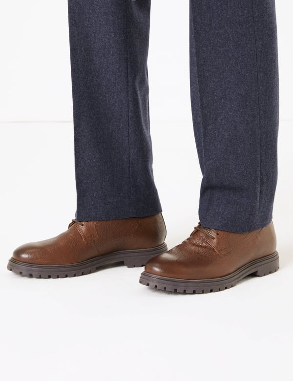 Textured Leather Derby Shoes