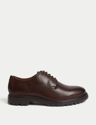 Marks And Spencer Mens M&S Collection Leather Derby Shoes - Dark Brown, Dark Brown