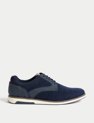 M&S Men's Knitted Derby Shoes - 7 - Navy, Navy,Grey