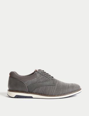 M&S Mens Knitted Derby Shoes - 6 - Grey, Grey,Navy