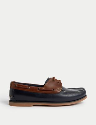 Wide Fit Leather Deck Shoes | M&S Collection | M&S