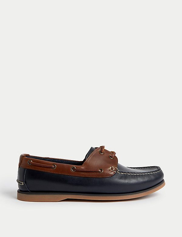 Wide Fit Leather Deck Shoes - DK