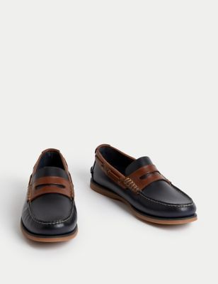 Leather Slip On Deck Shoes