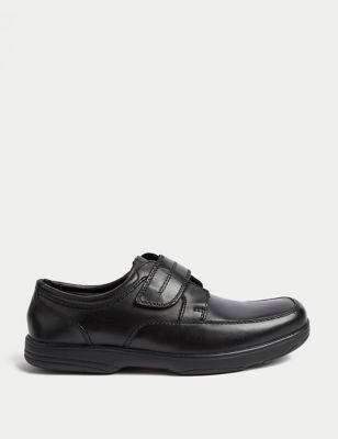 M&S Men's Wide Fit Airflex Leather Shoes - 6 - Black, Black,Tan