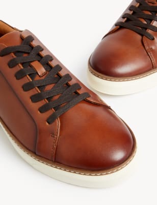 

M&S Collection Zapatillas de deporte de piel con cordones con Airflex™Mens - Tan, Tan