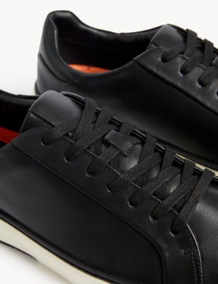 Cheap black best sale leather trainers