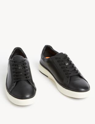 Cheap black 2024 leather trainers