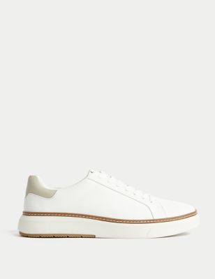 

Mens M&S Collection Airflex™ Leather Lace Up Trainers - White, White