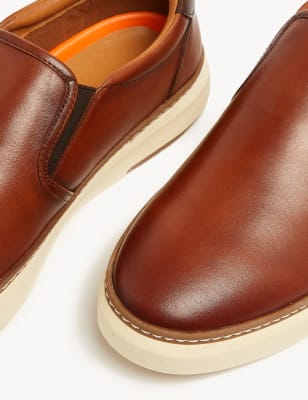 

Mens M&S Collection Airflex™ Leather Slip-On Trainers - Tan, Tan