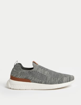 M&S Mens Airflex Slip On Trainers - 6 - Grey, Grey,Navy