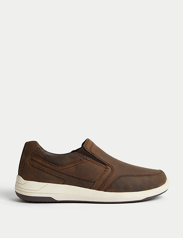 Wide Fit Leather Slip-On Shoes - IL