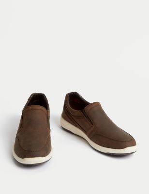 Wide Fit Leather Slip-On Shoes