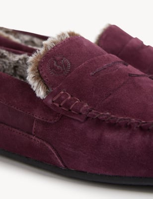 

Mens M&S Collection Wildlederpantoffeln mit Freshfeet™ - Dark Magenta, Dark Magenta