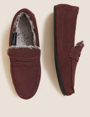 

Mens M&S Collection Wildlederpantoffeln mit Freshfeet™ - Burgundy Mix, Burgundy Mix