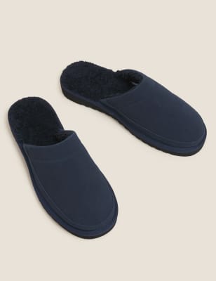 

Mens M&S Collection Suede Fleece Mule Slippers - Navy, Navy