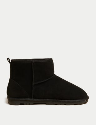 Autograph Mens Suede Slipper Boots - 6 - Black/Black, Black/Black,Light Tan