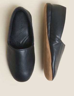 M&S Autograph Mens Leather Mule Slippers with Freshfeet 