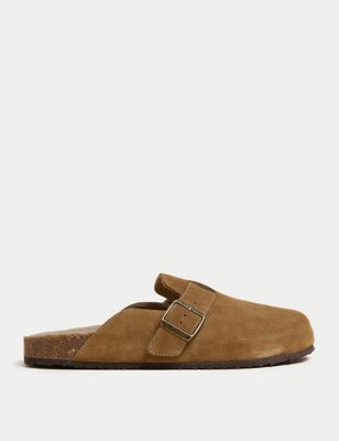 

Mens Autograph Suede Buckle Mule Slippers with Freshfeet™ - Tan, Tan