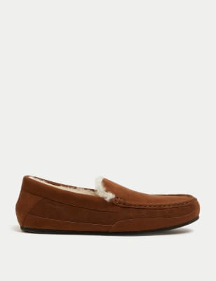 Suede Moccasin Slippers with Freshfeet M S US