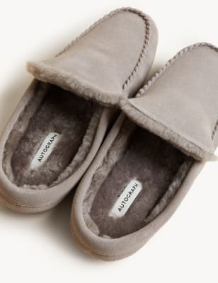 

Mens Autograph Suede Moccasin Slippers with Freshfeet™ - Latte, Latte