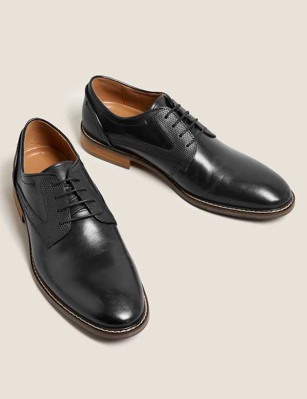 Leather Saffiano Print Derby Shoes