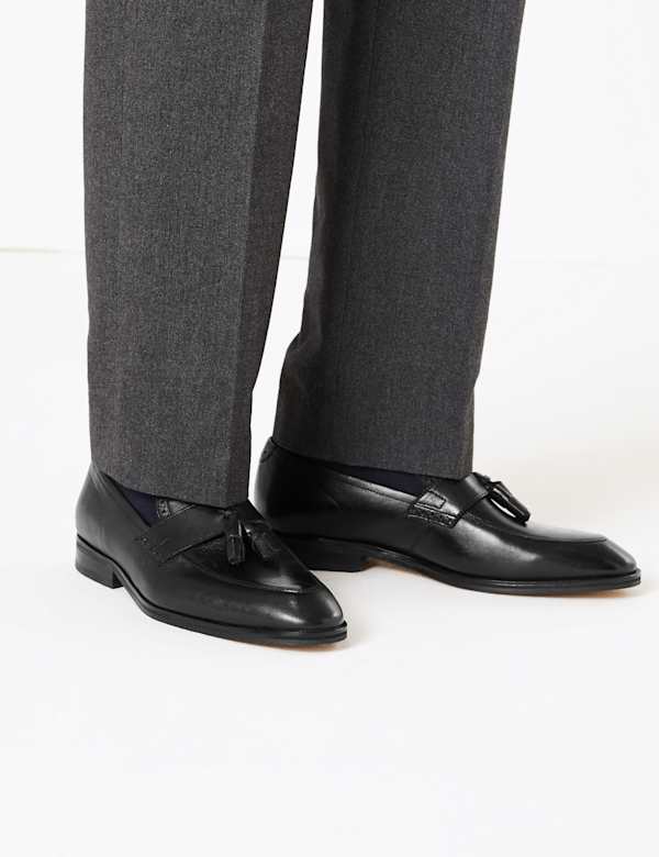 Leather Saddle Tassel Loafers