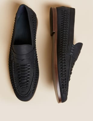 

Mens M&S Collection Leather Slip-On Loafers - Navy, Navy