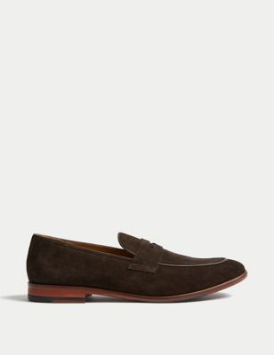 Autograph Mens Suede Slip-On Loafers - 6 - Chocolate, Chocolate,Stone,Navy