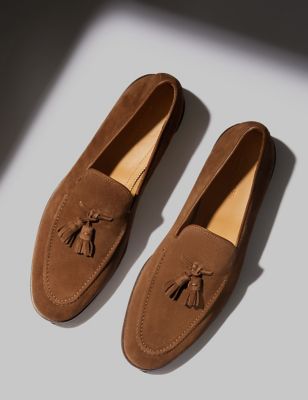 Autograph Mens Suede Loafers - 6 - Tan, Tan,Navy