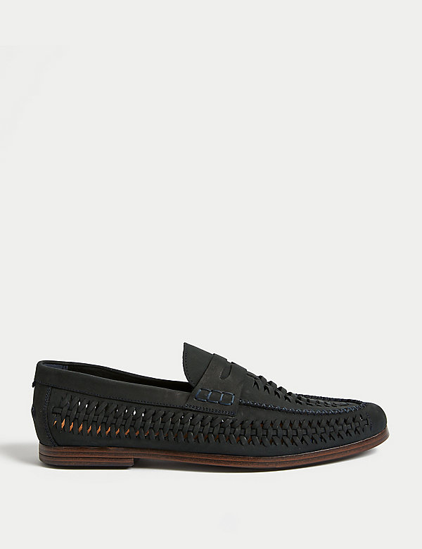 Nubuck Leather Slip-On Loafers - EE