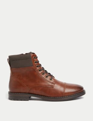

Mens M&S Collection Side Zip Military Boots - Tan, Tan