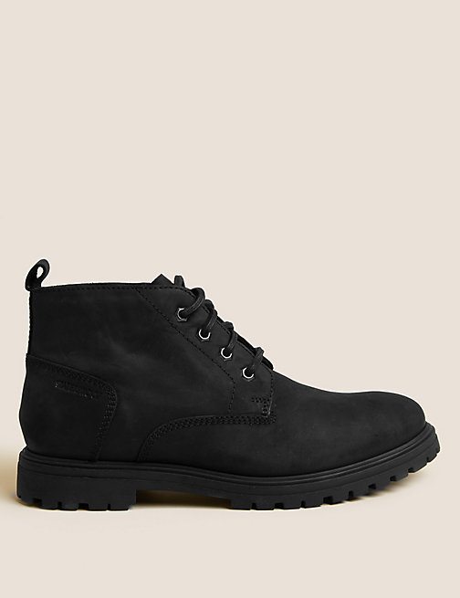 Marks And Spencer Mens M&S Collection Leather Waterproof Chukka Boots - Black, Black