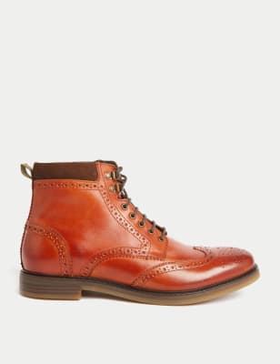 

Mens M&S Collection Leather Brogue Boot - Chestnut, Chestnut