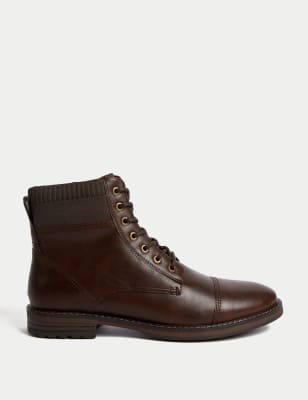 

Mens M&S Collection Military Side Zip Casual Boots - Brown, Brown