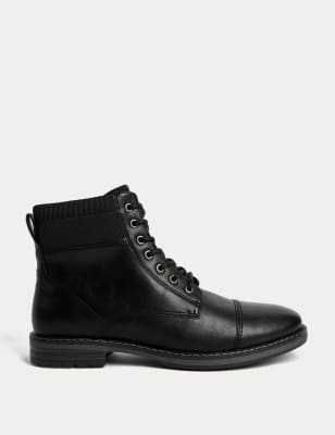 

Mens M&S Collection Military Side Zip Casual Boots - Black, Black