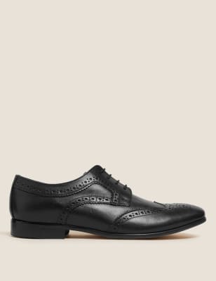 

Mens M&S Collection Leather Almond Toe Brogues - Black, Black