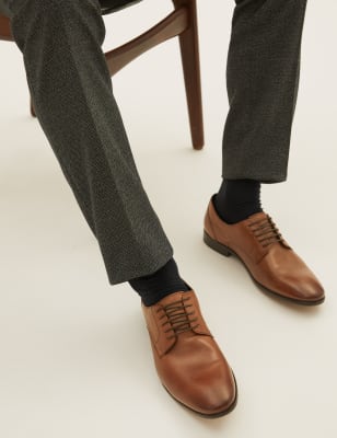 

Mens M&S Collection Leather Almond Toe Derby Shoes - Chestnut, Chestnut