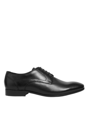 

Mens M&S Collection Leather Almond Toe Derby Shoes - Black, Black