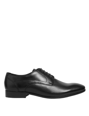 

Mens M&S Collection Leather Almond Toe Derby Shoes - Black, Black