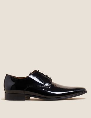 

Mens M&S Collection Leather Derby Shoes - Black High Shine, Black High Shine