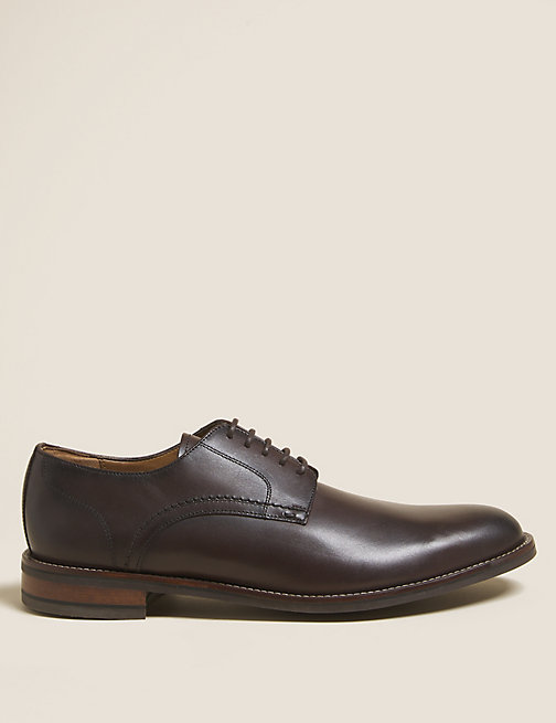 Marks And Spencer Mens M&S Collection Leather Derby Shoes - Dark Brown, Dark Brown