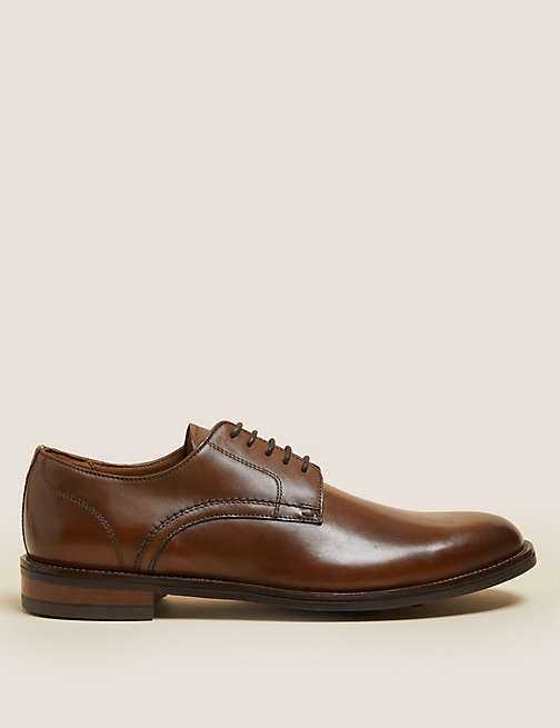 Marks And Spencer Mens M&S Collection Leather Derby Shoes - Tan