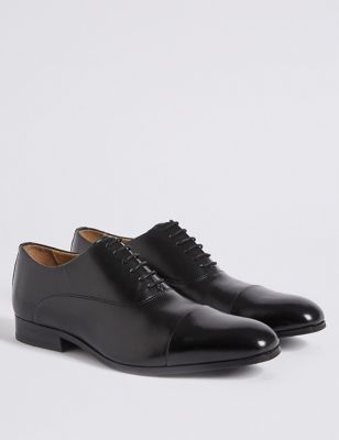 Mens M&S Collection Luxury Wide Fit Leather Oxford Shoes - Black