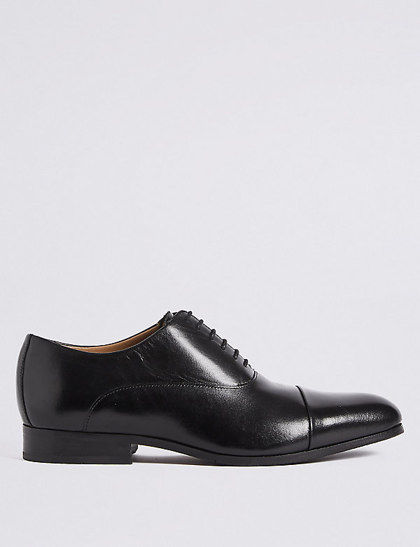 Wide Fit Leather Oxford Shoes - MD