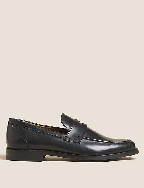 Marks And Spencer Mens M&S Collection Leather Loafers - Black, Black