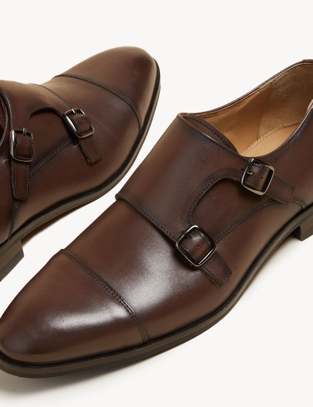 Leather Double Monk Strap Shoes image 3
