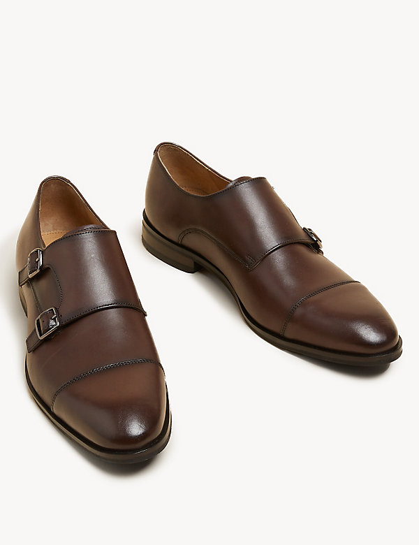 Leather Double Monk Strap Shoes - HK